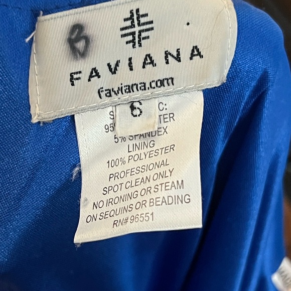 FAVIANA,Royal Blue Beaded Halter Cutout Evening Open-Back Formal Dress Size 6 - Picture 3 of 10